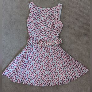 Moda Int'l Vintage Sleeveless Rose Patterned Belted A Line Dress